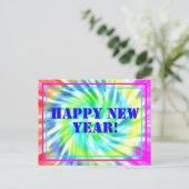 Happy New Year Tie Dye Briefkaart (Staand voorkant)
