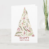 Happy New Year Tree Country Pine and Holly Feestdagen Kaart (Voorkant)