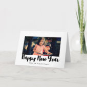 Happy New Year trendy zwarte font family foto Feestdagen Kaart (Voorkant)