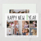 Happy New Year typografie acht foto collage salie Feestdagenkaart (Voorkant / Achterkant)