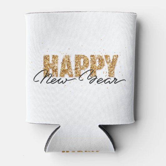 Happy New Year Typografie Gold Letters Nieuw jaarA Blikjeskoeler (Voorkant)