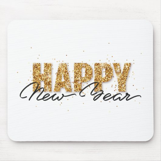 Happy New Year Typografie Gold Letters Nieuw jaarA Muismat (Voorkant)