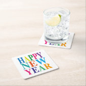 Happy New Year Typografie Kartonnen Onderzetters (Insitu)