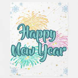 Happy New Year Typography Celebration Fleece Deken