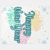 Happy New Year Typography Celebration Fleece Deken (Voorkant (Horizontaal))