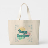 Happy New Year Typography Celebration Grote Tote Bag (Achterkant)
