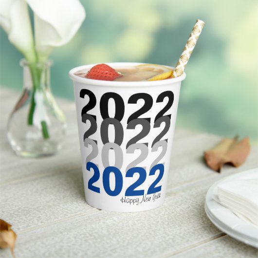Happy New Year Typography Paper cup Papieren Bekers (Insitu)