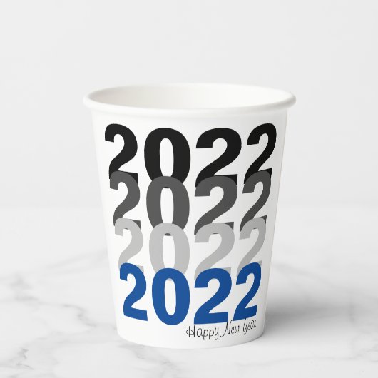 Happy New Year Typography Paper cup Papieren Bekers (Achterkant)