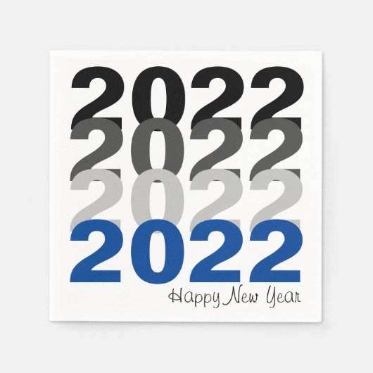 Happy New Year Typography Paper Napkin Servet (Voorkant)
