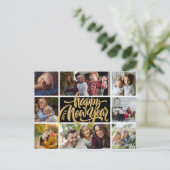 Happy New Year Typography Photo Collage Briefkaart (Staand voorkant)