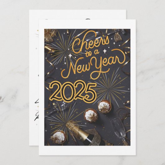 Happy New Year Uitnodiging (Voorkant / Achterkant)