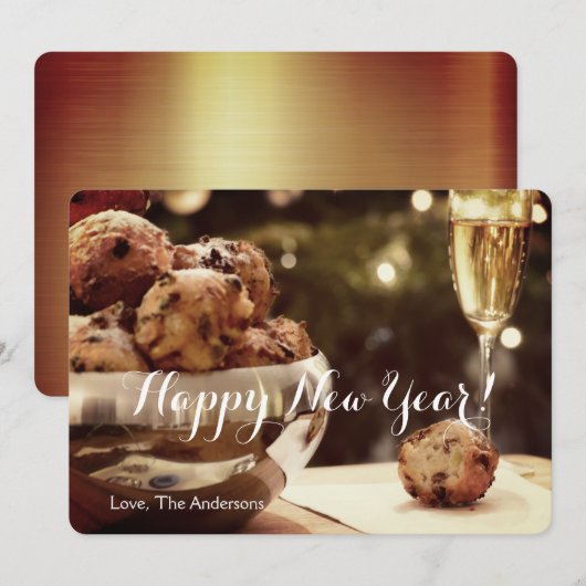 Happy New Year-uitnodigingskaart met champagne Kaart (Voorkant / Achterkant)