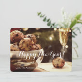 Happy New Year-uitnodigingskaart met champagne Kaart (Staand voorkant)