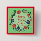 HAPPY NEW YEAR VIERKANTE BUTTON 5,1 CM (Voorkant)