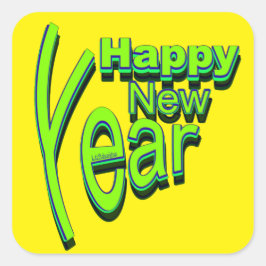 HAPPY NEW YEAR VIERKANTE STICKER