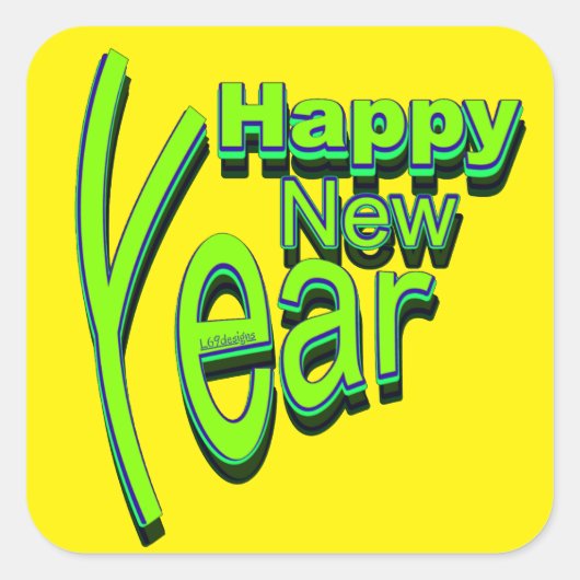 HAPPY NEW YEAR VIERKANTE STICKER (Voorkant)