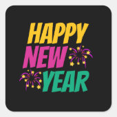 Happy New Year Vierkante Sticker (Voorkant)