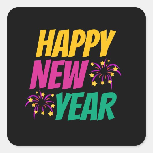 Happy New Year Vierkante Sticker (Voorkant)
