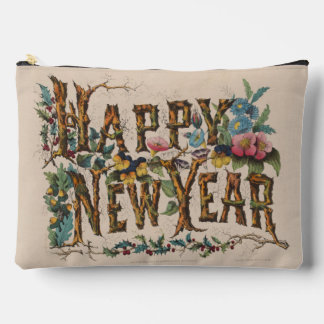  Happy New Year, Vintage Currier & Ives Print Etui