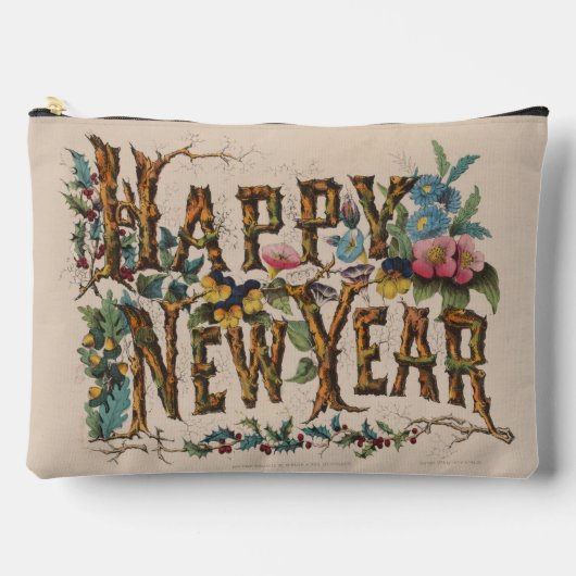  Happy New Year, Vintage Currier & Ives Print Etui (Voorkant)