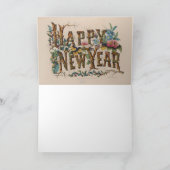  Happy New Year, Vintage Currier & Ives Print Kaart (Binnen)