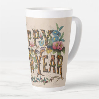  Happy New Year, Vintage Currier & Ives Print Latte Mok