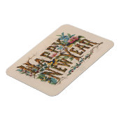  Happy New Year, Vintage Currier & Ives Print Magneet (Linkerzijde)