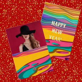 Happy New Year Vriendin Abstract Art Cute Photo Folie Feestdagenkaart