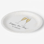 Happy New Year Waterverf Champagne Gold Papieren Bordje (Gekanteld)