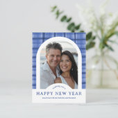HAPPY NEW YEAR Waterverf Plaid CUSTOM Arch FOTO Briefkaart (Staand voorkant)