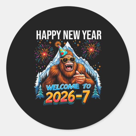 Happy New Year Welcome To 2026-7 Funny Meme 67 Big Ronde Sticker (Voorkant)