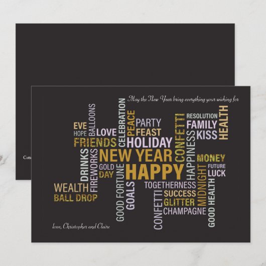 Happy New Year Wenskaart Feestdagenkaart (Voorkant / Achterkant)