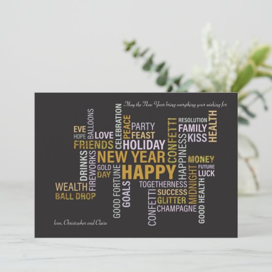 Happy New Year Wenskaart Feestdagenkaart (Staand voorkant)