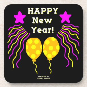 Happy New Year wenst Hard Plastic Onderzetter
