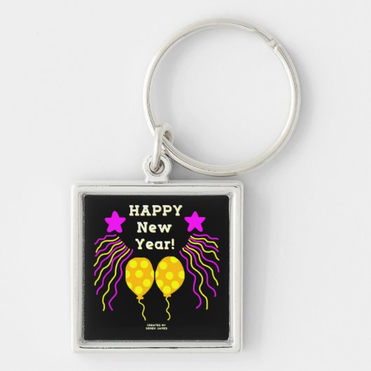 Happy New Year wenst Premium Square Sleutelhanger (Voorkant)
