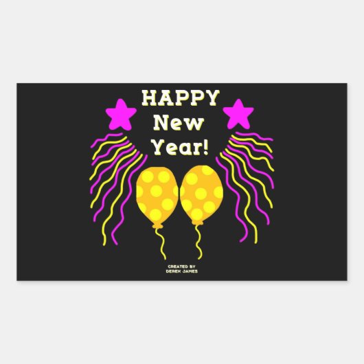 Happy New Year wenst Rechthoekige Sticker (Voorkant)