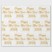 Happy New Year White Wrapping Paper Cadeaupapier (Vlak)