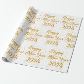 Happy New Year White Wrapping Paper Cadeaupapier (Uitgerold)