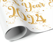 Happy New Year White Wrapping Paper Cadeaupapier (Rol Hoek)