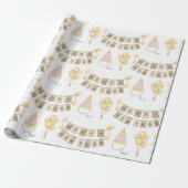 Happy New Year White Wrapping Paper Cadeaupapier (Uitgerold)