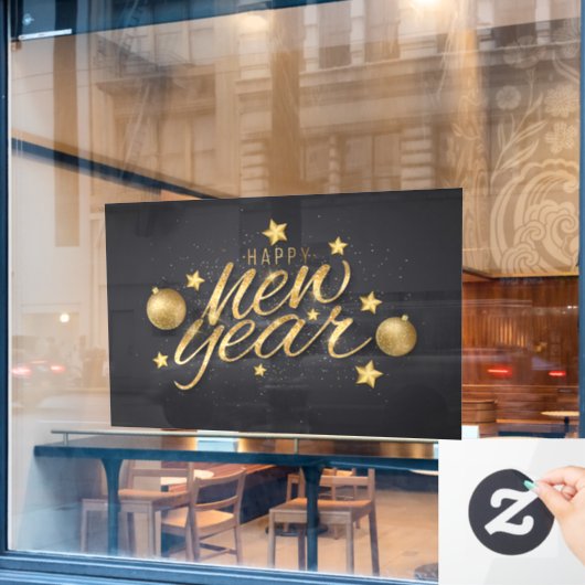Happy New Year Window Cling Raamsticker (Cafe Raam)
