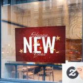 Happy New Year Window Cling Raamsticker (Cafe Raam)