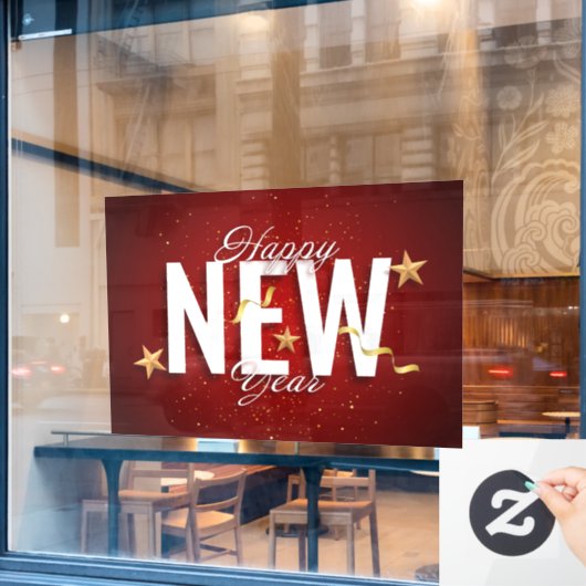 Happy New Year Window Cling Raamsticker (Cafe Raam)