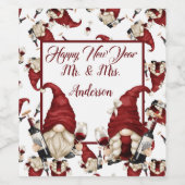 Happy New Year Wine Gnomen Wijn Etiket (Enkel label)