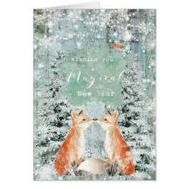 happy new year winter sneeuwfoxkaart