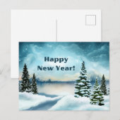 Happy New Year Winter Snow Forest Scene Feestdagenkaart (Voorkant / Achterkant)