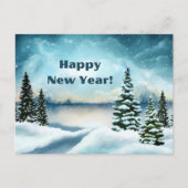 Happy New Year Winter Snow Forest Scene Feestdagenkaart (Voorkant)