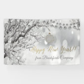 Happy New Year, Winter Wonderland, kerstbal Spandoek (Horizontaal)