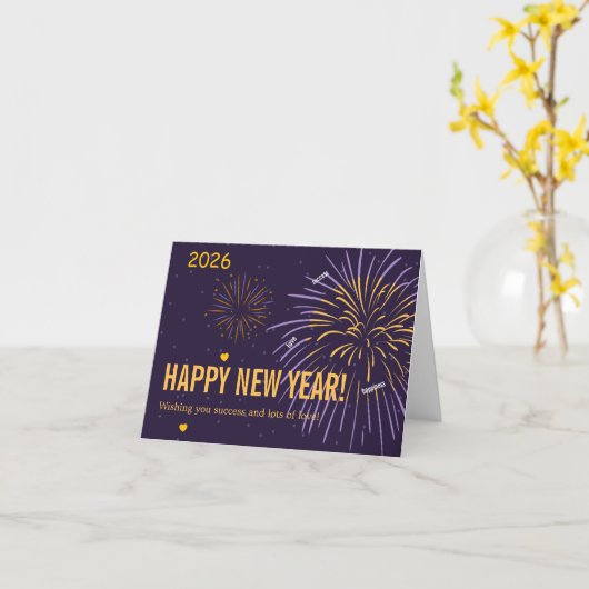 Happy New Year– Wishing You Success and Love Kaart (Gele Bloem)