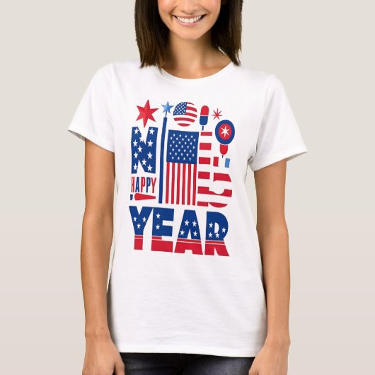 HAPPY NEW YEAR WOMEN'S USA SHIRT (Voorkant)